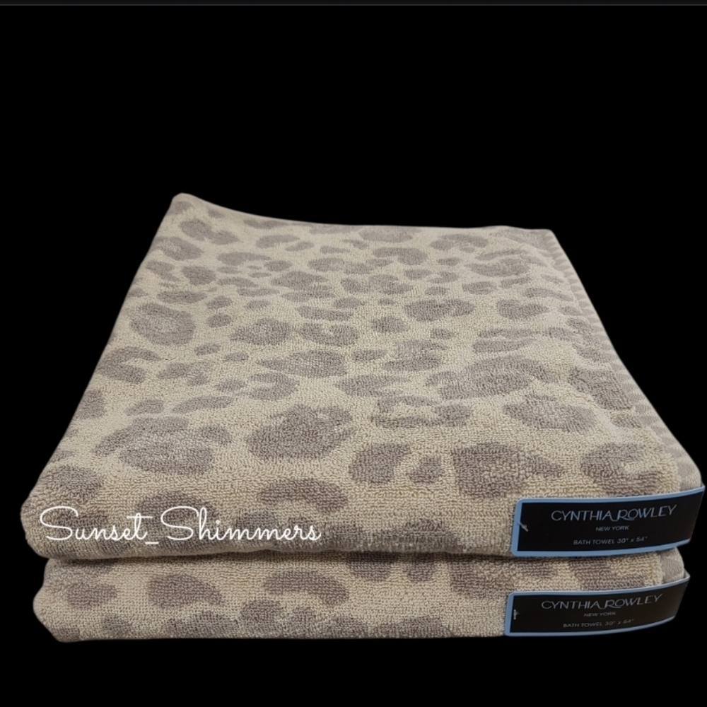 8pc Cynthia Rowley Leopard Cheetah Animal Print Bath Hand Washcloth Towel Set - Picture 5 of 8